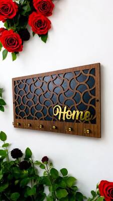 Dekorativ Taxta Açar Asqısı – “Home” - 