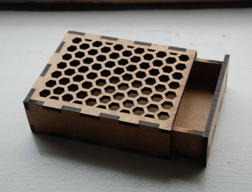Patterned Wooden Box with - 1