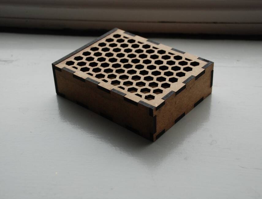 Patterned Wooden Box with - 3