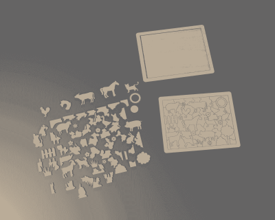 Taxta Heyvan Formalı Puzzle Oyunu 2 - 