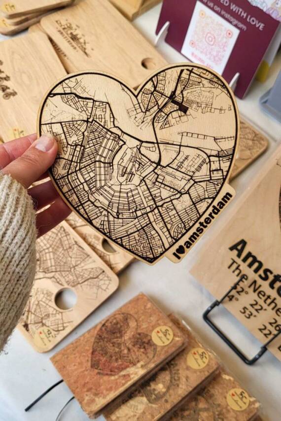 Where We Met – Heart Shaped Wooden Map with Coordinates - 3